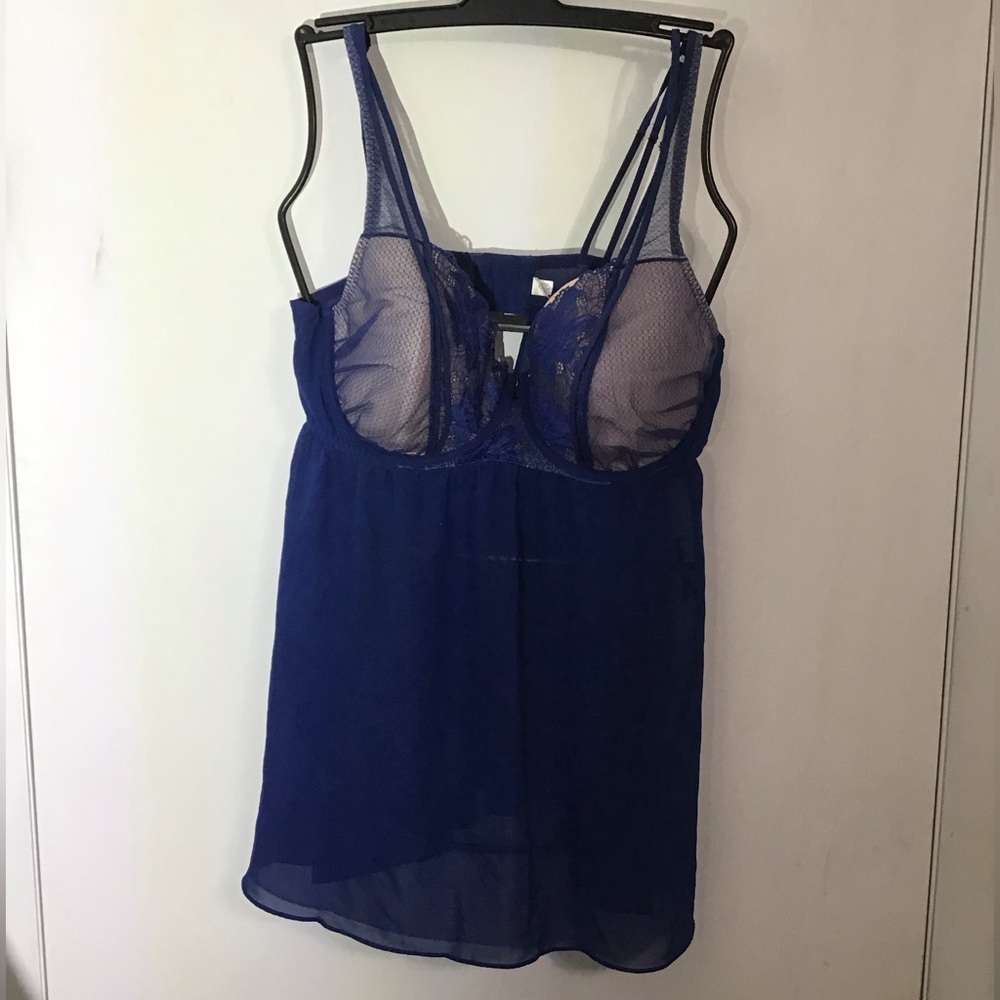 Cacique Lace Overlay Babydoll 42DDD Blue